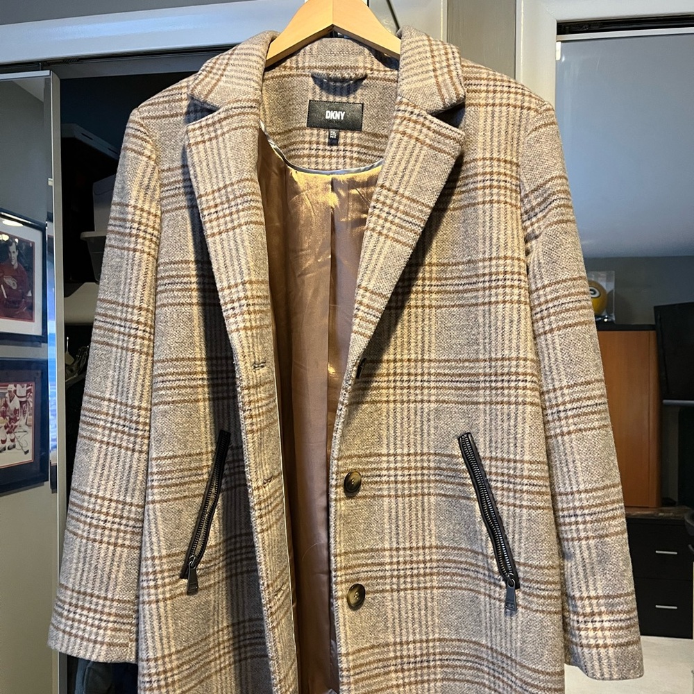 DKNY plaid coat size Petite XL